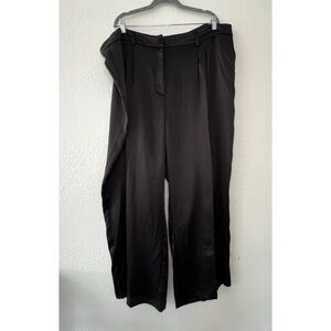 NWT Vince Camuto Black Satin Wide Leg Pleated Dress Pants Women’s Plus Size‎ 24W